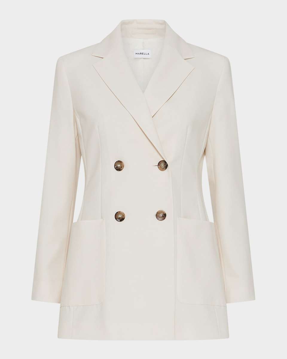 Belford Double-Breasted Stretch Canvas Blazer